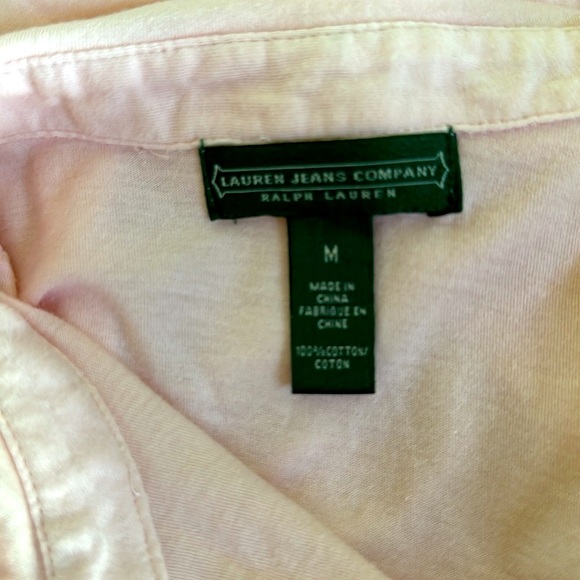 Ralph Lauren Jeans Co Vintage Pale Pink V-Neck Prairie Top - Picture 8 of 8